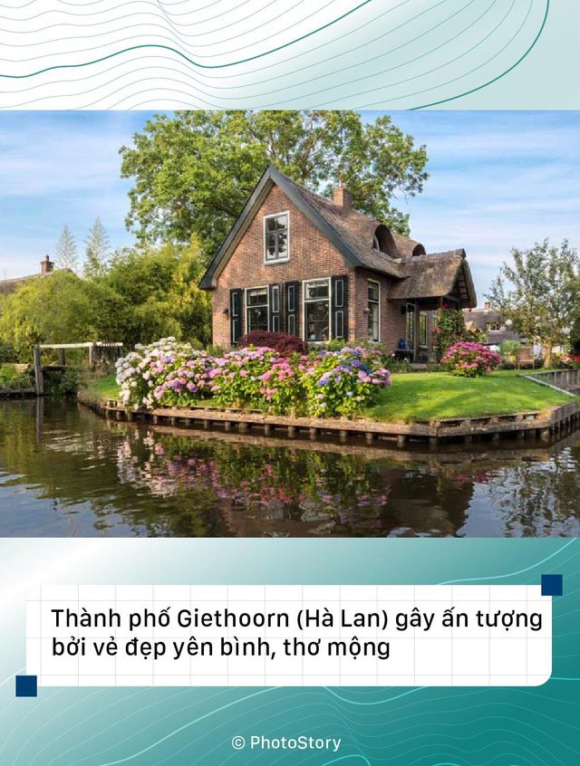 Thành phố Giethoorn(Hà Lan) gây ấn tượng bởi vẻ đẹp bình yên, thơ mộng.
