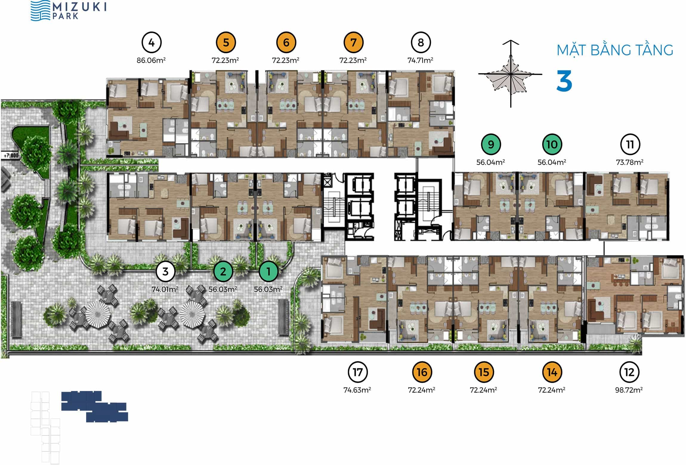 Mặt bằng Tầng 3 tòa căn hộ MP1 thuộc dự án Mizuki Park. Mặt bằng Tầng 3 tòa căn hộ MP1 thuộc dự án Mizuki Park.