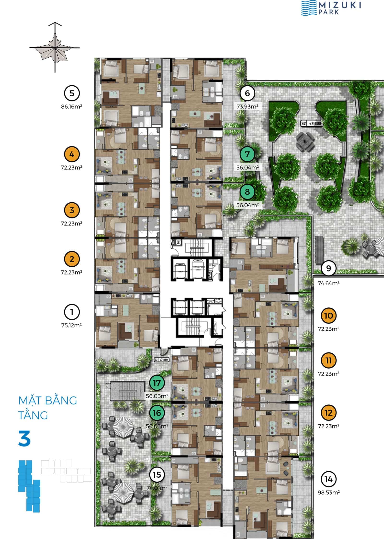 Mặt bằng Tầng 3 tòa căn hộ MP2 thuộc dự án Mizuki Park. Mặt bằng Tầng 3 tòa căn hộ MP2 thuộc dự án Mizuki Park.