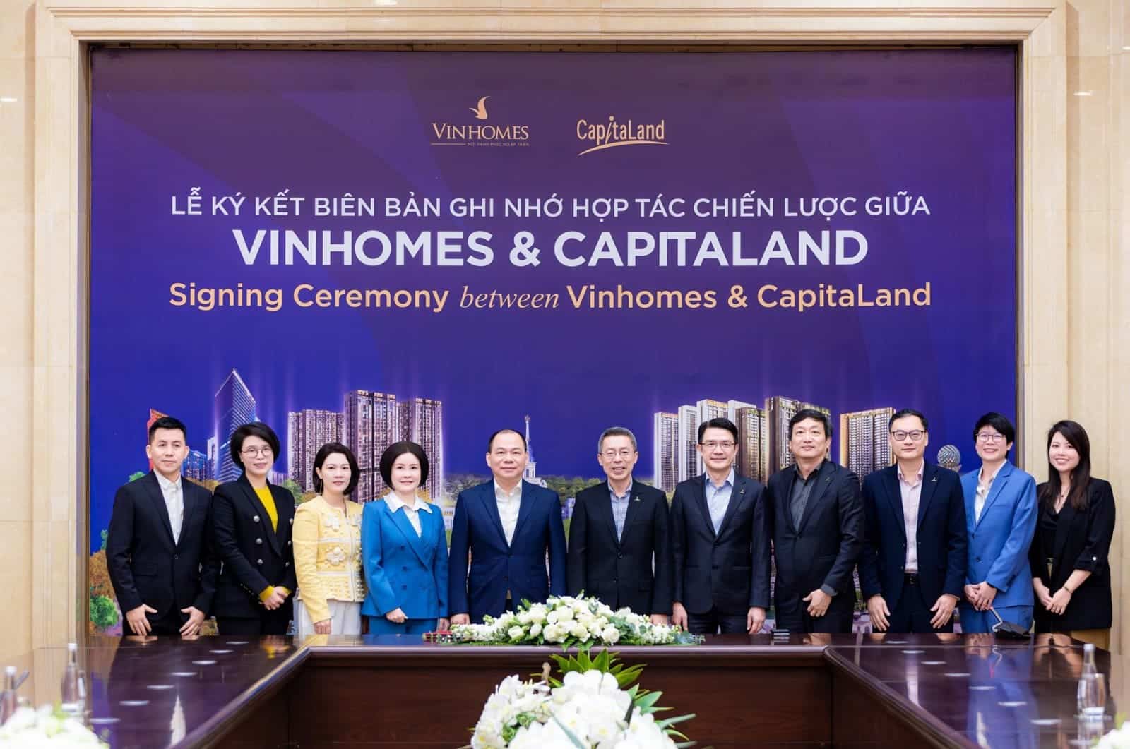 Lễ ký kết hợp tác giữa Vinhomes và CapitaLand về dự án The Fullton trị giá 800 triệu USD ở Bắc Việt Nam.