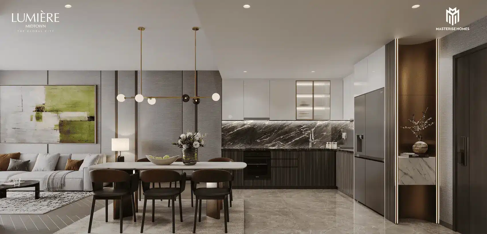 Nội thất tinh tế và sang trọng của căn hộ LUMIÈRE Midtown mang đến trải nghiệm sống đẳng cấp giữa trung tâm TP. HCM.