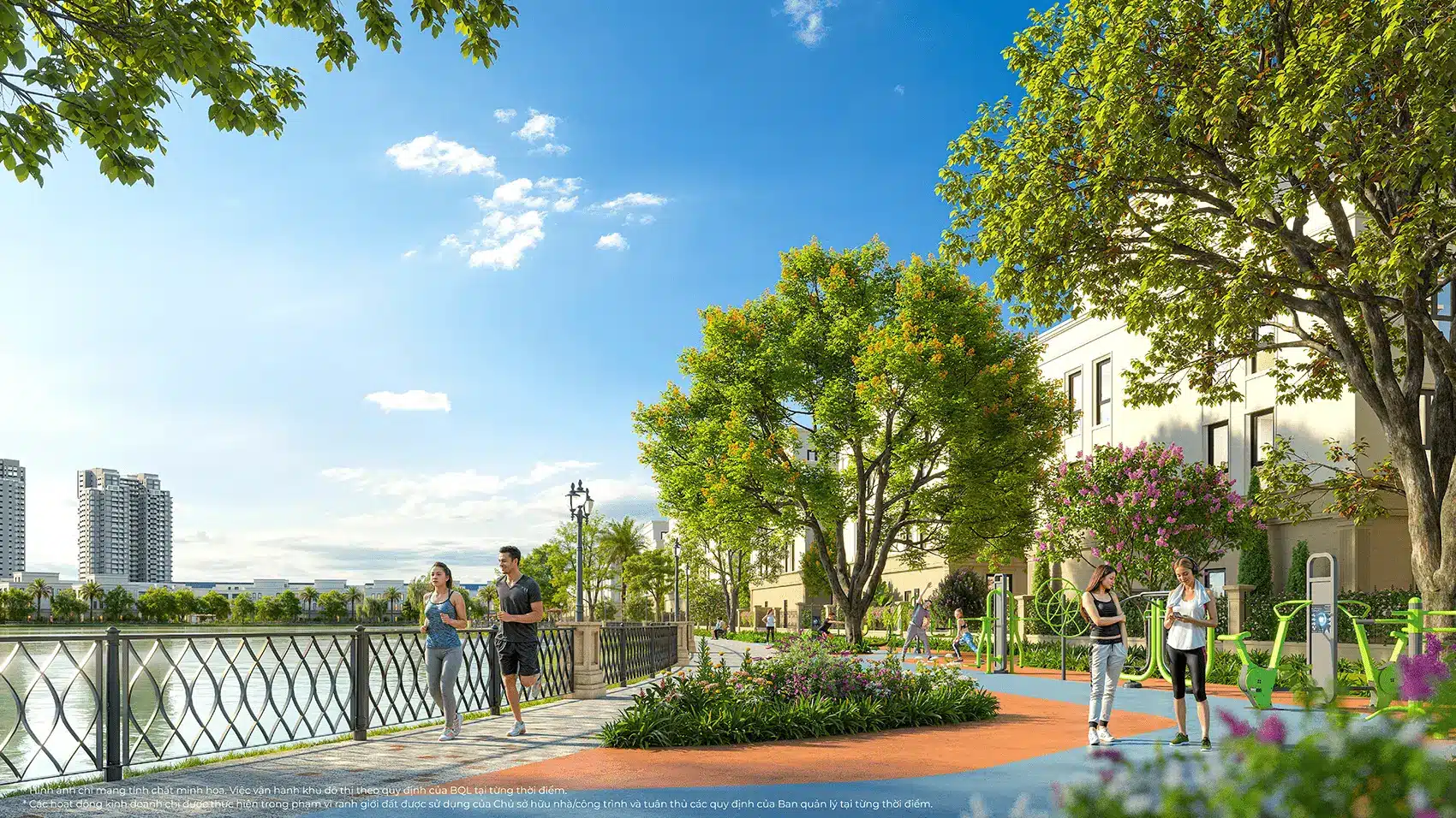 Tiện ích công viên tại Vinhomes Green City đem lại không gian xanh, lý tưởng cho mọi cư dân thư giãn và tập luyện.